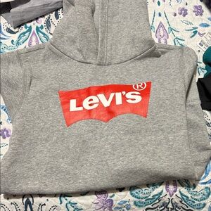 Levi's Heather Gray Hoodie with Vibrant Red Logo